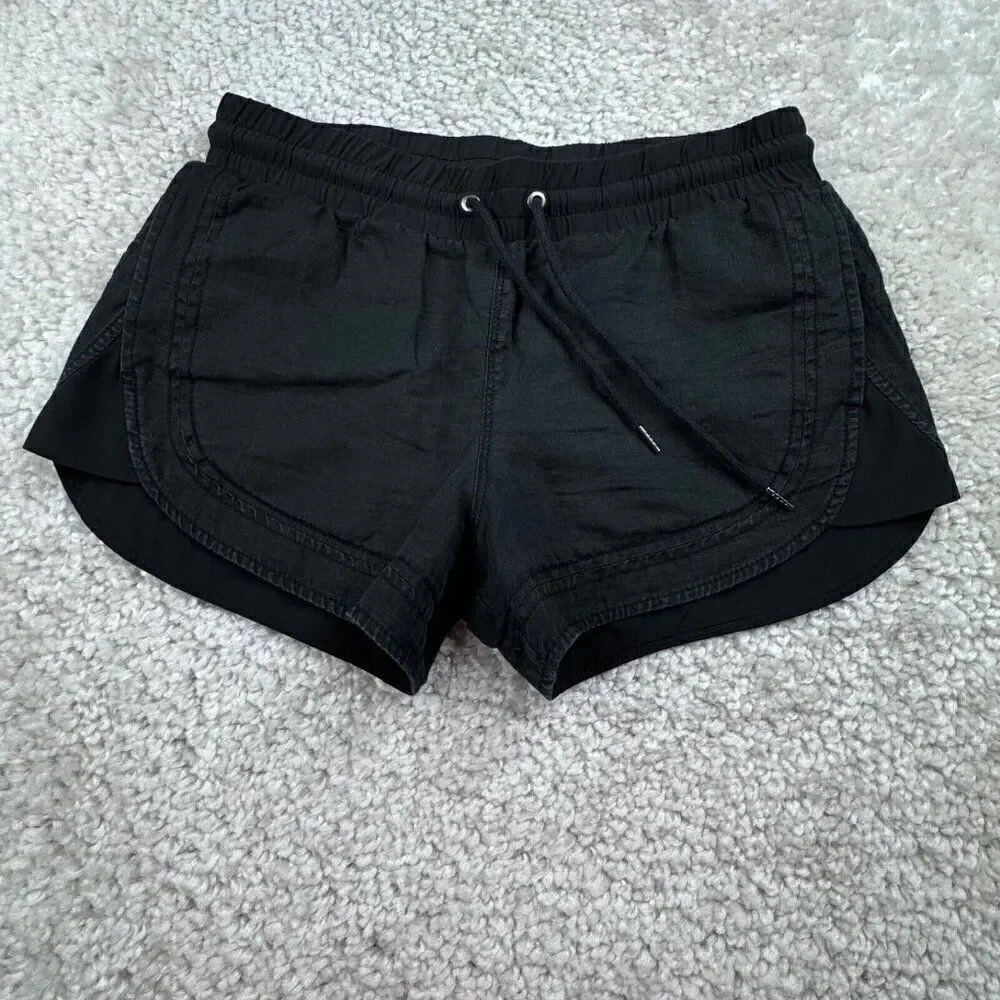 Athleta Beachside Bali Linen Shorts Black - Picture 2 of 9